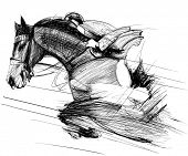 stock photo of horse  - Vector illustration of a racing horse and jockey - JPG 
