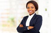 pic of american  - pretty african american businesswoman half length portrait in office - JPG 