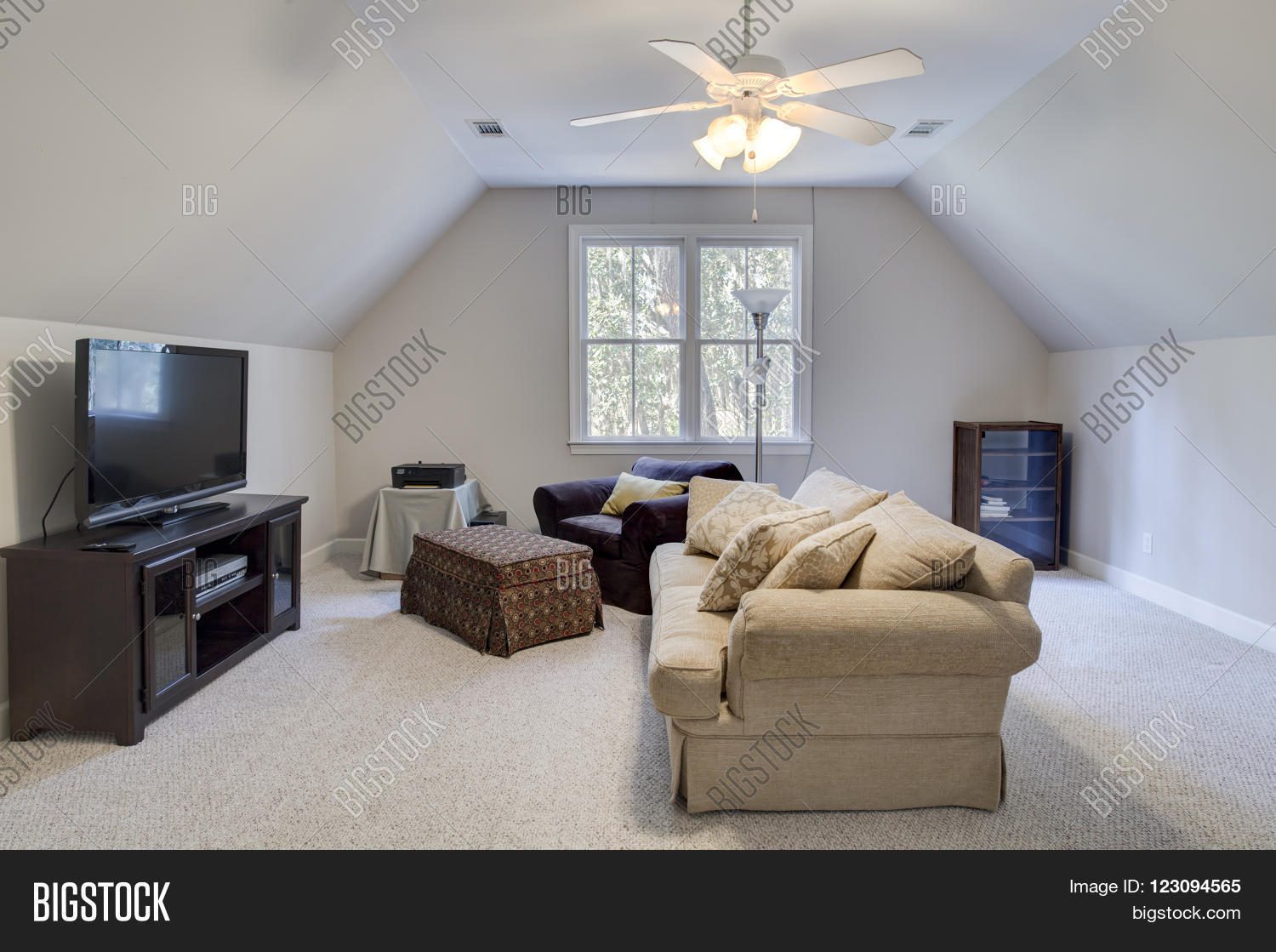 Attic Man Cave Furniture Flat Image & Photo Bigstock