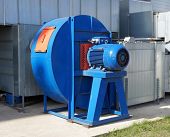 picture of industrial  - The big dark blue industrial electric fan - JPG 