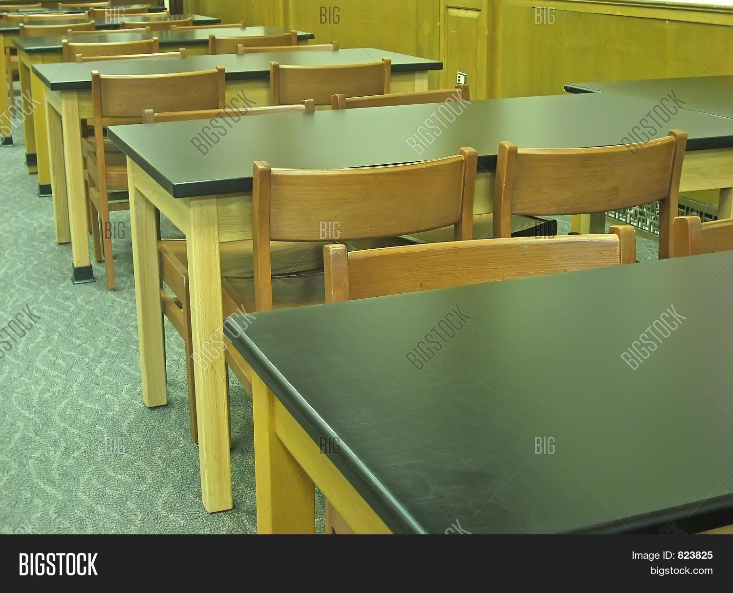 Oldfashioned Desks Chairs School Image & Photo Bigstock
