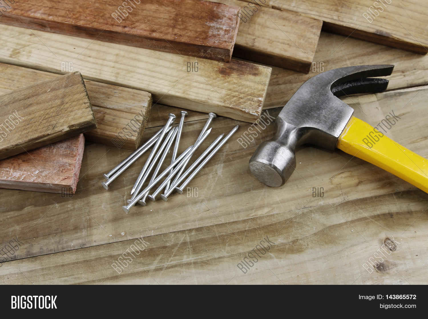 Hammer and nails on wood Stock Photo & Stock Images Bigstock