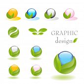 image of health  - Alternative medicine vector icon set with nature inspired elements and soft reflection on white floor - JPG 