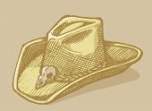 stock photo of sculling  - Stetson hat sketch with bird scull on beige background - JPG 