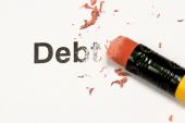 pic of debt  - eraser and word debt concept of Reduce Debt - JPG 