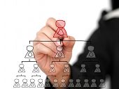 foto of business concept  - Business hand write Organization Chart in Technology Virtual Screen for Business Building Concept - JPG 