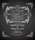 stock photo of restaurant  - Vintage frame with floral ornament with grunge background for restaurant name design - JPG 
