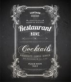 image of illustration  - Vintage frame with floral ornament with grunge background for restaurant name design - JPG 