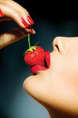 image of desires  - Sexy Woman Eating Strawberry - JPG 
