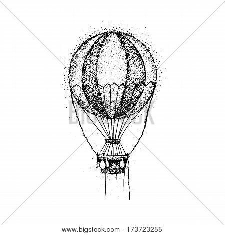 dotwork hot air balloon vector illustration of t shirt design travel tattoo hand