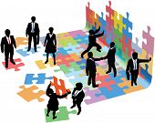 image of business concept  - Business people collaborate to put pieces together find solution to puzzle and build startup - JPG 