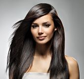 picture of woman  - Beautiful woman with long straight hair - JPG 