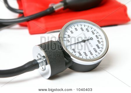 Picture or Photo of Sphygmomanometer - an inflatable cuff used to measure blood pressure