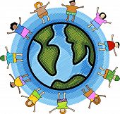 stock photo of multicultural  - Multicultural kids around the Globe - JPG 