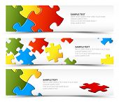 image of puzzle  - Set of puzzle horizontal banners  - JPG 
