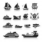 stock photo of boat  - Boats and ships icons set - JPG 