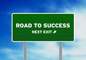 foto of success  - High resolution graphic of a Road to Success Highway Sign on Cloud Background - JPG 