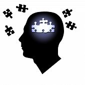 image of puzzle  - Puzzle pieces inside and outside of a man - JPG 