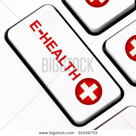 Picture or Photo of A E-Health key on a white keyboard