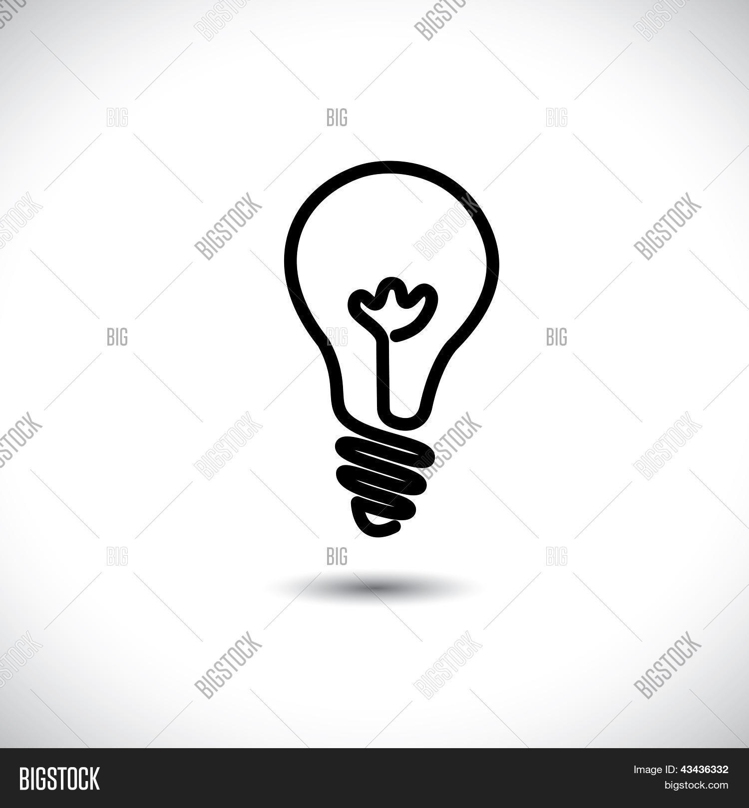 Incandescent Simple Black Line Light Bulb Icon Symbol Graphic. The Illustration Can Represent An