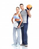 pic of fitness  - Healthy fitness people with a weight scale - JPG 