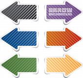 picture of six  - vector striped sticky arrows in six colors - JPG 