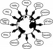 foto of world  - Global people say Hello World as symbols of language translation - JPG 