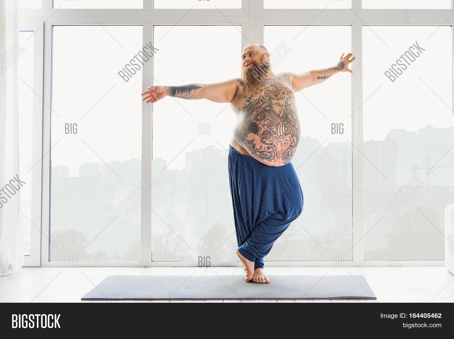 Graceful Fat Man Doing Yoga Image & Photo Bigstock