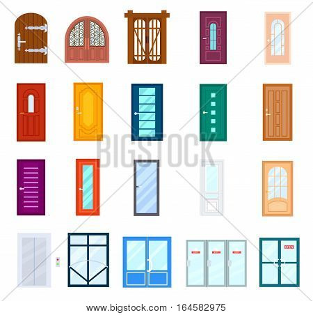 Store Doors Clipart entrance door set isolated on white background vector illustration Store Doors Clipart entrance door set isolated on white background vector illustration