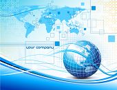 foto of globe  - Clean futuristic vector design template with earth globe and map - JPG 