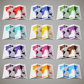 image of world  - Set of twelve colored maps of the World - JPG 