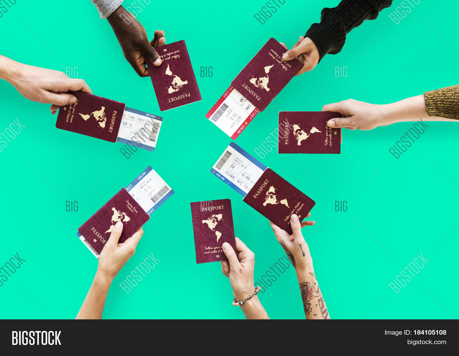 Group Hands Holding Passport Aerial Image & Photo Bigstock