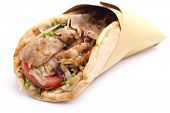 pic of wrapped  - close up of kebab sandwich on white background - JPG 