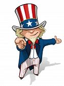 stock photo of points  - Clean-cut, overview cartoon illustration of Uncle Sam pointing the finger in a classic WWI poster style and presenting.

EPS v.10 file, transparency is used on the shading layers.

Enjoy!!! - JPG 