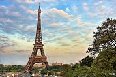 image of france  - Eiffel Tower at evening - JPG 