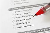 picture of survey  - Closeup of an employment survey with red pen - JPG 