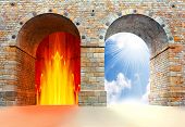 stock photo of gate  - Two gates to heaven and hell - JPG 