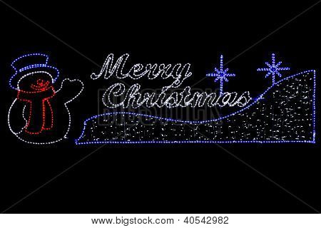 Merry Christmas Rope Light Street Decoration on Black Background