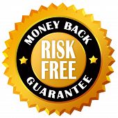 stock photo of money  - Money back guarantee seal isolated on white background - JPG 