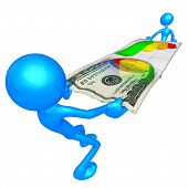 foto of humanoid  - A Money Concept And Presentation Illustration In 3D - JPG 