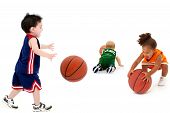 foto of toddlers  - Three rival teams with balls in uniform over white - JPG 