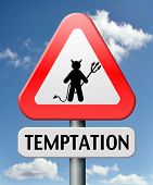 stock photo of religion  - temptation resist from devil lose bad habits by self control road sign with text - JPG 