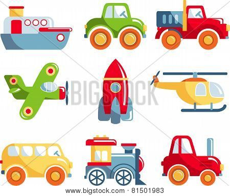 Poster: Set of toys transportation