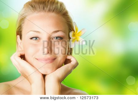 Picture or Photo of Spa Girl over nature background