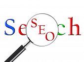 foto of magnifying  - Magnifying glass over the word Search revealing SEO or Search Engine Optimization - JPG 