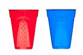 stock photo of cup  - Red and blue plastic - JPG 