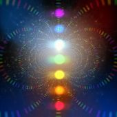 stock photo of religion  - cosmic energy abstract background with rainbow corcles - JPG 