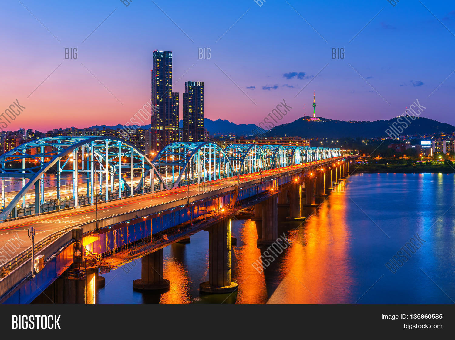 Dongjak Bridge Han River Seoul , Image & Photo Bigstock