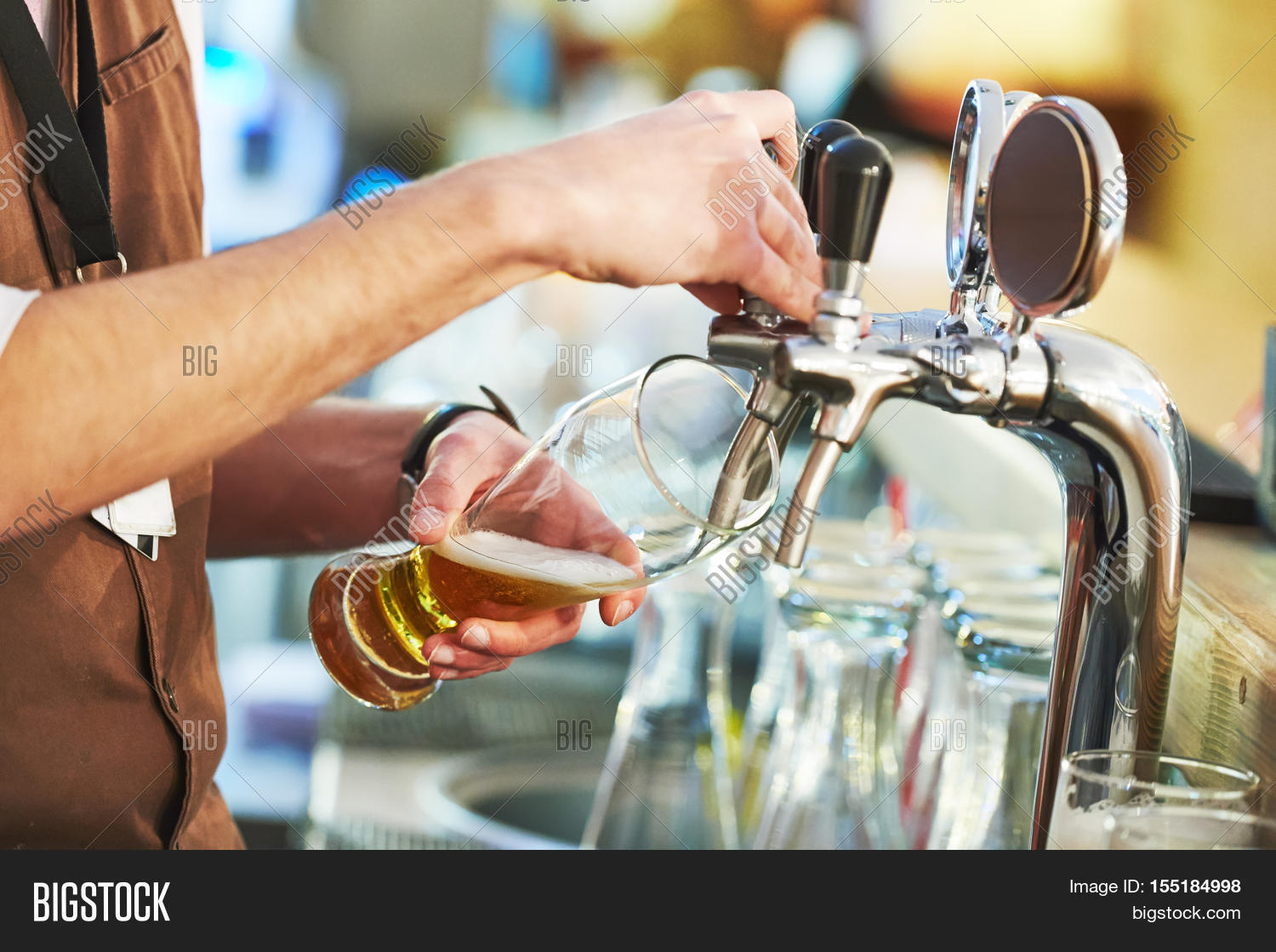Barman Hand Beer Tap Pouring Image & Photo Bigstock