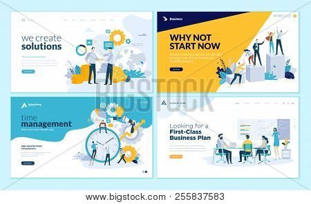 set of web page design templates for business solutions posters design templates